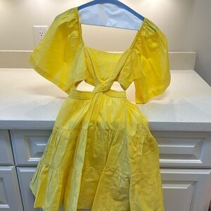 Yellow mini Sundress with cutout at sides